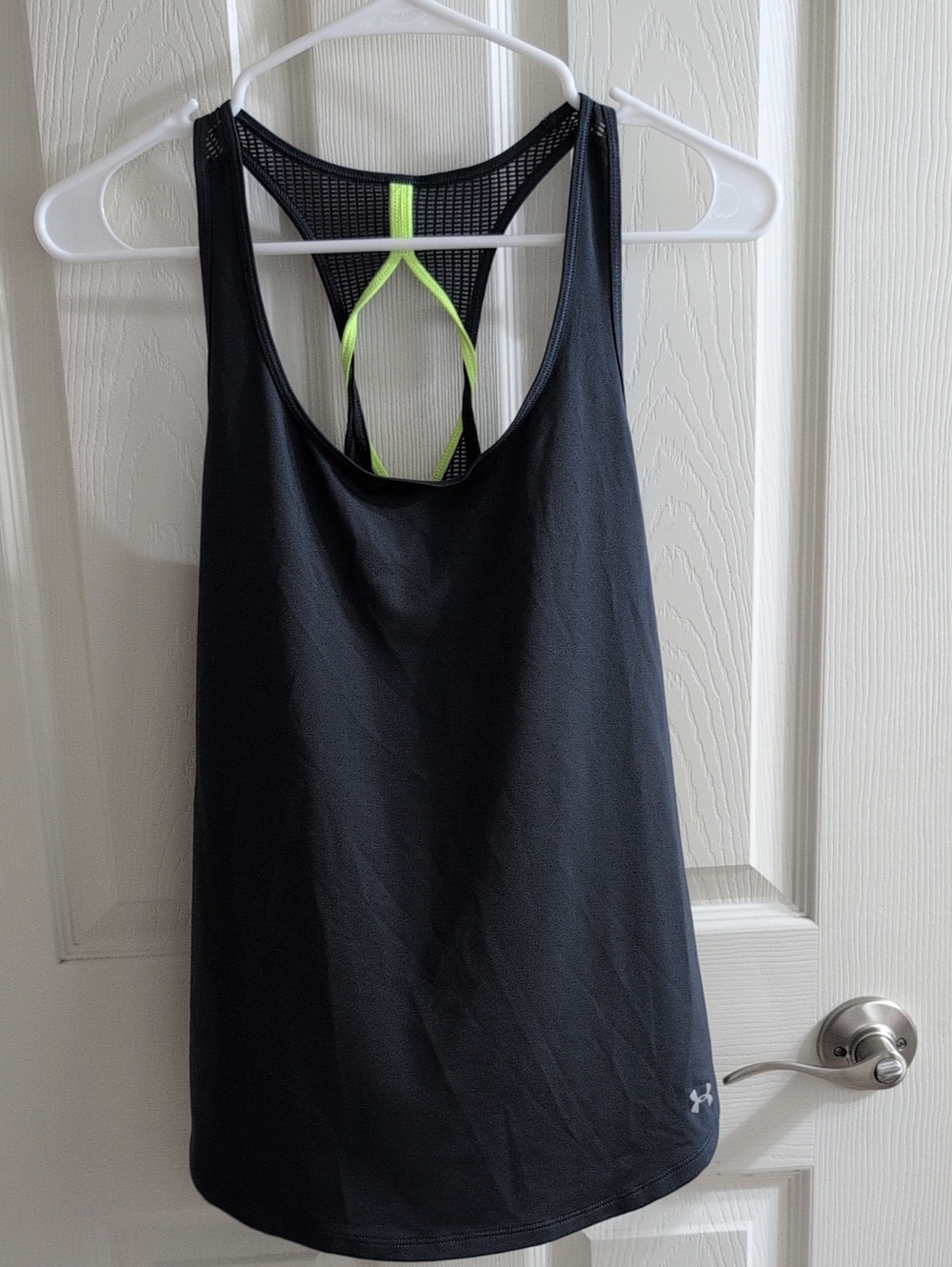 Under Armour Women's Dark Gray Tank with Neon Green Detail